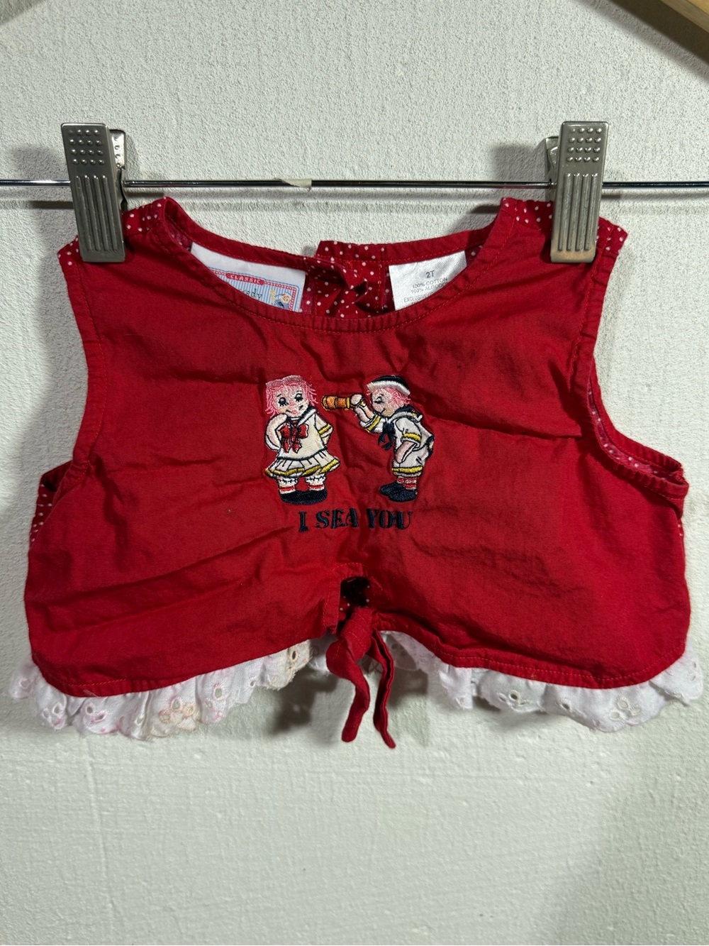 Vintage Raggedy Ann Baby Girl Top Size 2T